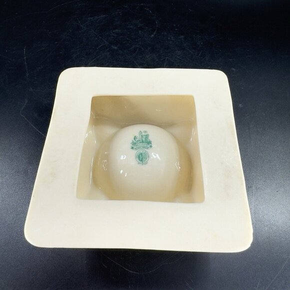 Vintage Belleek Ivory Porcelain Squared Raised Ashtray Dish Yellow Luster VTG - Picture 10 of 16